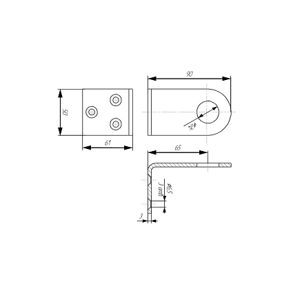 Проушина д/нав.замков Киров Секрет 50х138 (3мм) Г-образная d 24мм пара   от интернет площадки Гурумарт