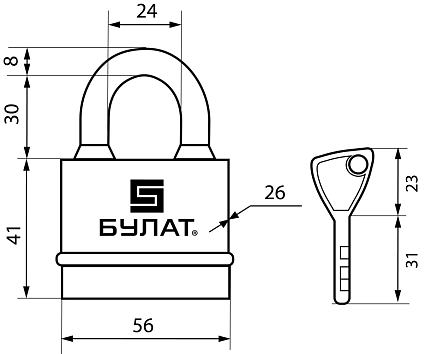 БУЛАТ ВС 3-Н55-01 ПЛ всепогодный 5кл. d=8мм Замок навесной  от интернет площадки Гурумарт