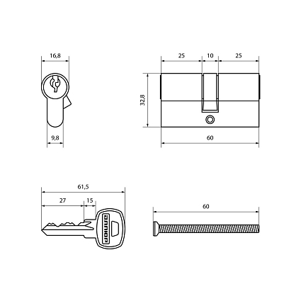 АЛЛЮР 60-6К BP латунь BLISTER Цилиндровый механизм   от интернет площадки Гурумарт