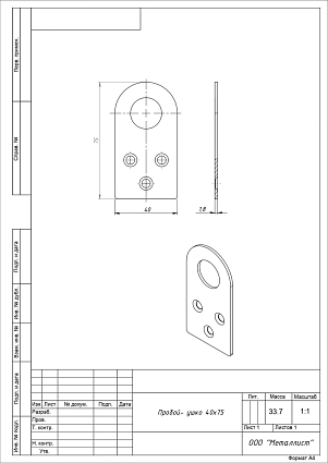 Проушина д/нав.замков Кунгур 40х75 прямая цинк d20мм пара   от интернет площадки Гурумарт
