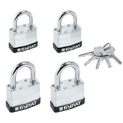 БУЛАТ ВС 0140/0150 ПОД ОДИН КЛЮЧ компл.- 4шт 5кл. d=6/9мм Замок навесной от интернет площадки Гурумарт