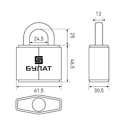 БУЛАТ ВС 3-С65 ПЛ закаленная сталь 5кл. d=12мм Замок навесной   от интернет площадки Гурумарт