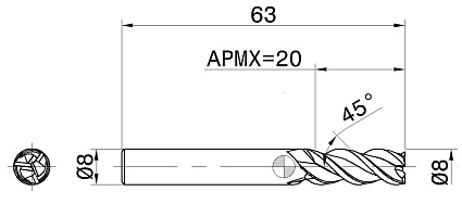 картинка Фреза монолитная EC080B20-3C08 IC900 от магазина Гурумарт