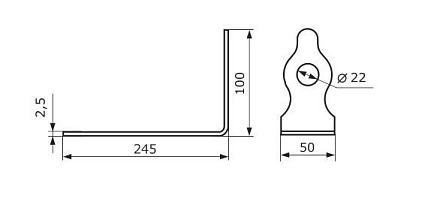Домарт Проушина угловая 245*100*50 (черный) d 21мм   от интернет площадки Гурумарт