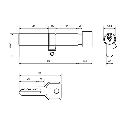Стандарт Z.I.80В-5K (30Bx10x40) CP 5кл англ.ключ/верт. Цилиндровый механизм от интернет площадки Гурумарт