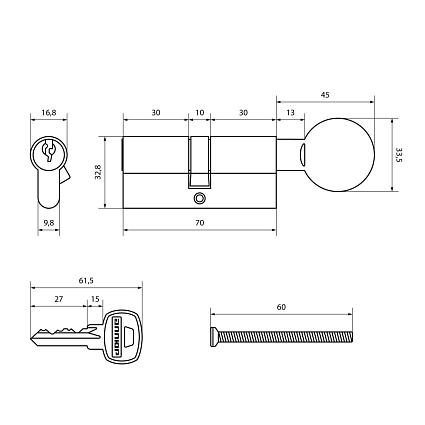 АЛЛЮР A.G 70-6К BP латунь вертушка BLISTER Цилиндровый механизм от интернет площадки Гурумарт