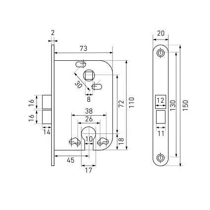 Замок врезной АЛЛЮР 2018 PB ЗОЛОТО B2B Б/О  от интернет-площадки Гурумарт