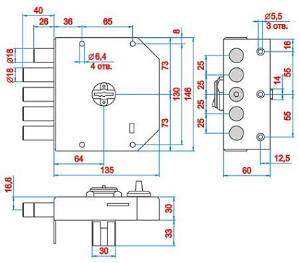 Замок накладной "Эльбор 1.06.61"  от интернет площадки Гурумарт