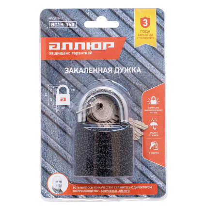 АЛЛЮР ВС1Ч-350 d8мм полимер 5кл. Замок навесной от интернет площадки Гурумарт