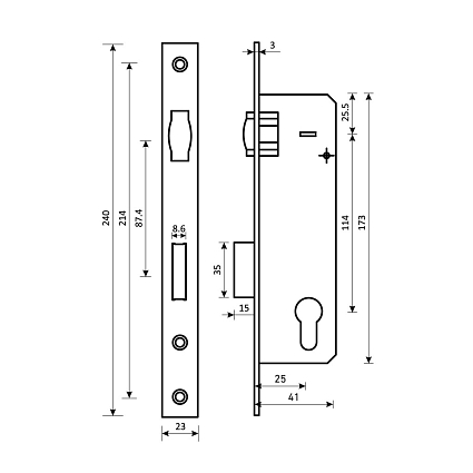 БУЛАТ ЗВ 5-1.25.00.23.08 нерж. сталь 25мм ролик.зщ под ц/м Замок врезной б/руч   от интернет площадки Гурумарт