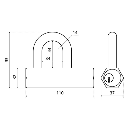 БУЛАТ ВС6-Р110МХ (ВС1С-110) d14 мм 5 перф. кл. Замок навесной   от интернет площадки Гурумарт