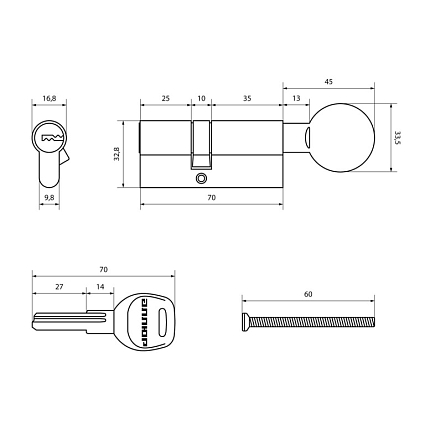 АЛЛЮР HD FG 70-5К BP (40Gx30) латунь перф.кл/верт Цилиндровый механизм от интернет площадки Гурумарт
