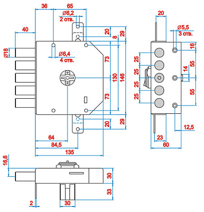 Замок накладной ЭЛЬБОР 1.06.52.5.5К ГРАНИТ от интернет площадки Гурумарт