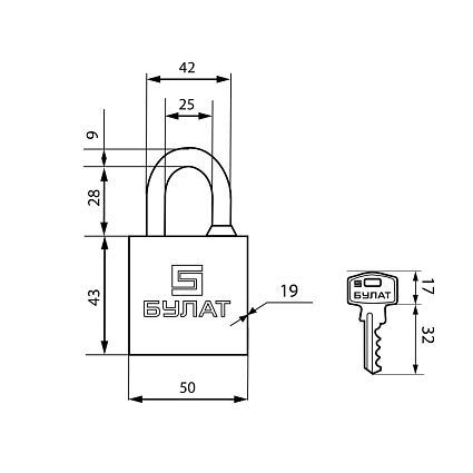 БУЛАТ ВС 1150 латунный 5кл. d=8мм Замок навесной от интернет площадки Гурумарт