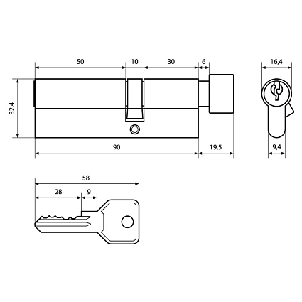Стандарт Z.I.90В-5K (30Bx10x50) CP 5кл англ.ключ/верт. Цилиндровый механизм   от интернет площадки Гурумарт