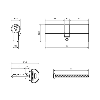 АЛЛЮР A 80-6К CP хром Цилиндровый механизм  от интернет площадки Гурумарт