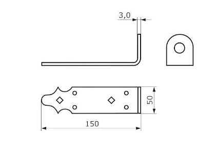 Домарт Проушина воротная 150х50х50 d 20мм кованая серия Суздаль черн.   от интернет площадки Гурумарт