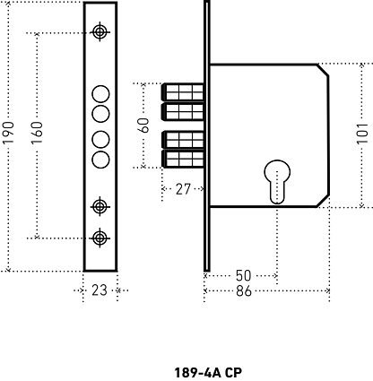 Замок врезной АЛЛЮР 189-4A CP от интернет-площадки Гурумарт