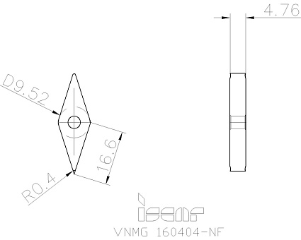 картинка Пластина токарная VNMG 160404-NF  IC807 от магазина Гурумарт