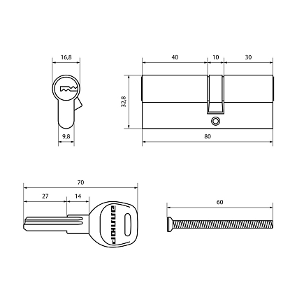 АЛЛЮР HD F 80-5К CP (40x40) хром перф.кл Цилиндровый от интернет площадки Гурумарт