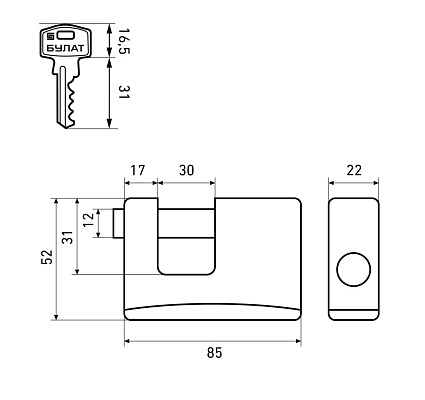 БУЛАТ ВС 1-К85 ПЛ всепогодный 5кл. d=12мм Замок навесной   от интернет площадки Гурумарт