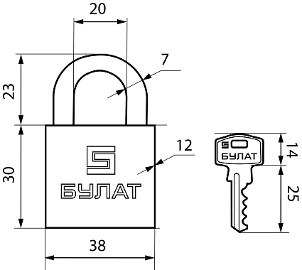 БУЛАТ ВС 1140 латунный d=6,5мм Замок навесной от интернет площадки Гурумарт