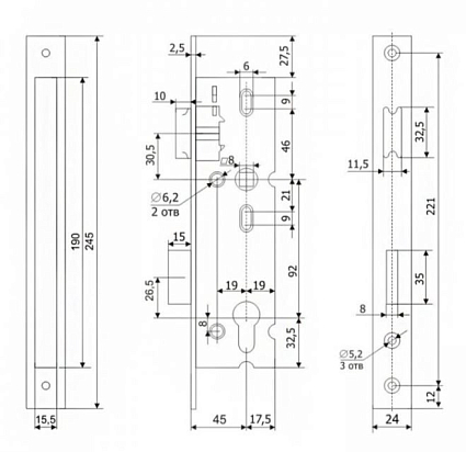 Гардиан PROFI 45.11.24 б/о без ц/м, м/о 92 мм Замок врезной б/руч   от интернет площадки Гурумарт