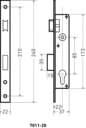 Замок врезной АЛЛЮР 7011-20 СР ХРОМ УЗКОПРОФ С ЗАЩ. Б/МЕХ. от интернет-площадки Гурумарт