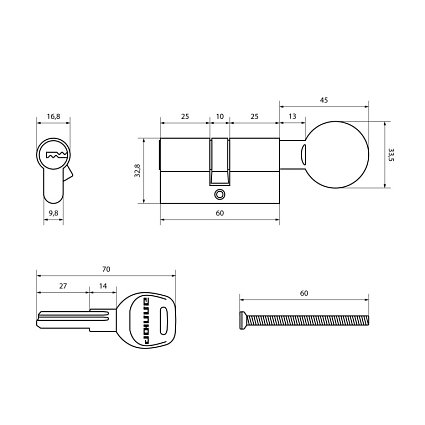 АЛЛЮР HD FG 60-5К CP (30х30G) хром перф.кл/верт БЛИСТЕР Цилиндровый механизм  от интернет площадки Гурумарт