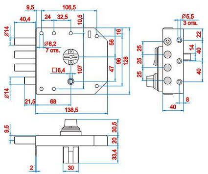 Замок накладной ЭЛЬБОР 1.05.59.5.5 БАЗАЛЬТ 3РИГ.ЗД Б/О от интернет площадки Гурумарт