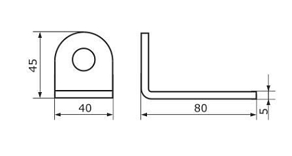 Домарт Проушина усиленная угловая 80*45*40 (толщ. 5мм) б/п d 15мм   от интернет площадки Гурумарт