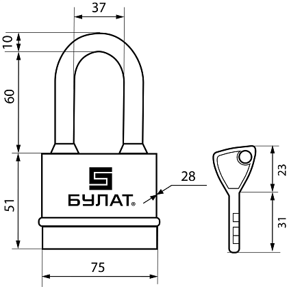 БУЛАТ ВС 3-Н75-01 ПЛ всепогодный 5кл. d=10мм Замок навесной   от интернет площадки Гурумарт