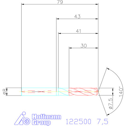 картинка Сверло монолитное 122500 7.5 от магазина Гурумарт