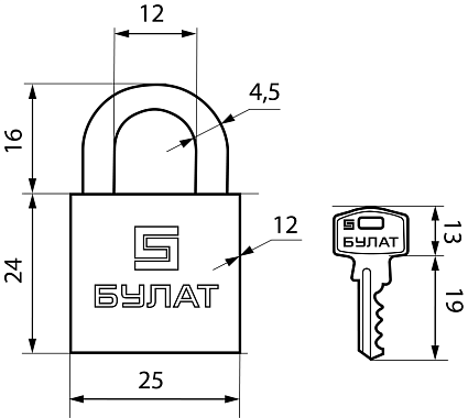 БУЛАТ ВС 1125 латунный 5кл. d=4,5мм Замок навесной от интернет площадки Гурумарт