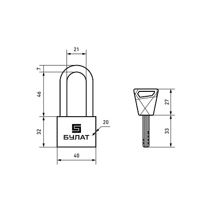 БУЛАТ ВС 3-С40-01 НС нержавеющая сталь 3кл. d=7мм Замок навесной   от интернет площадки Гурумарт
