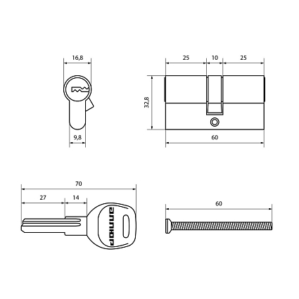 АЛЛЮР HD F 60-5К BP (30x30) латунь перф.кл Цилиндровый от интернет площадки Гурумарт