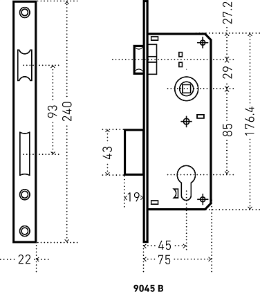 Замок врезной АЛЛЮР 9045 B CP БЕЗ Ц/М от интернет-площадки Гурумарт