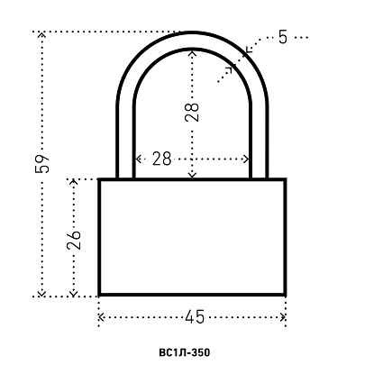АЛЛЮР ВС1Л-350 (BL-350) d5мм Замок навесной   от интернет площадки Гурумарт