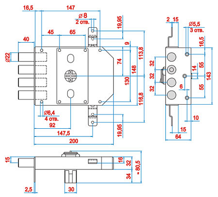 Замок накладной ЭЛЬБОР 1.09.52.5.5 САПФИР С/Т Б/О от интернет площадки Гурумарт