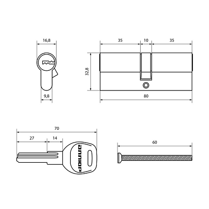 АЛЛЮР HD F 80-5К BP (40x40) латунь перф.кл Цилиндровый механизм от интернет площадки Гурумарт