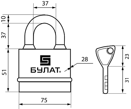 БУЛАТ ВС 3-Н75 ПЛ всепогодный 5кл. d=10мм Замок навесной   от интернет площадки Гурумарт
