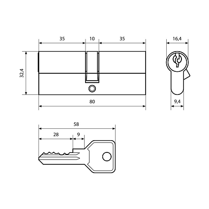 Стандарт Z.I.80-5K CP 5кл англ.ключ/ключ Цилиндровый механизм   от интернет площадки Гурумарт