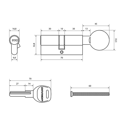 АЛЛЮР HD FG 70-5К CP (35x35G) хром перф.кл/верт БЛИСТЕР Цилиндровый механизм  от интернет площадки Гурумарт
