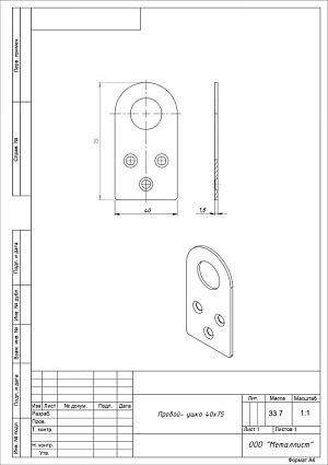 Проушина д/нав.замков Кунгур 40х75 прямая цинк d20мм пара   от интернет площадки Гурумарт