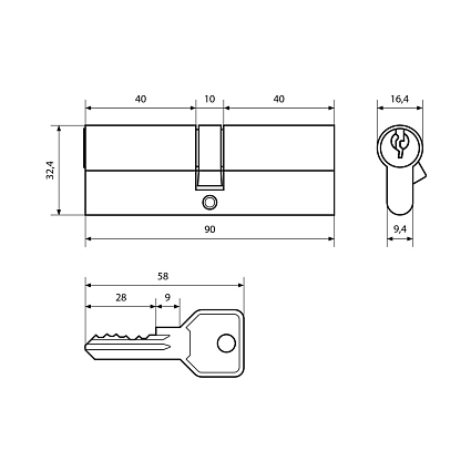 Стандарт Z.I.90-5K (40х10х40) CP 5кл англ.ключ/ключ Цилиндровый механизм   от интернет площадки Гурумарт