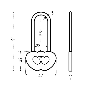 АЛЛЮР сувенирный "СЕРДЕЧКО" латунь 2 декоративных ключа Замок навесной от интернет площадки Гурумарт