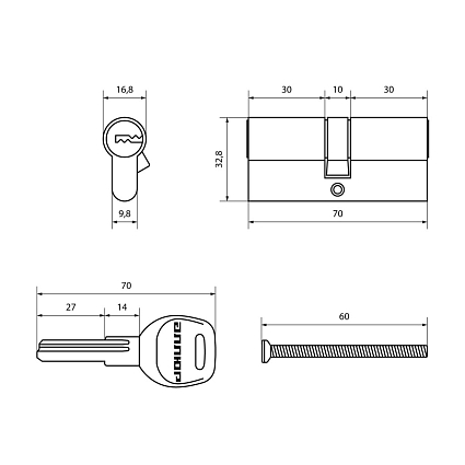 АЛЛЮР HD F 70-5К CP (35x35) хром перф.кл Цилиндровый от интернет площадки Гурумарт