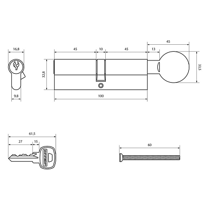 АЛЛЮР A.G. 100-6К ВР латунь вертушка Цилиндровый механизм от интернет площадки Гурумарт