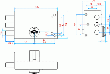 Замок накладной ЭЛЬБОР 1.02.51.5К ЛАЗУРИТ от интернет площадки Гурумарт