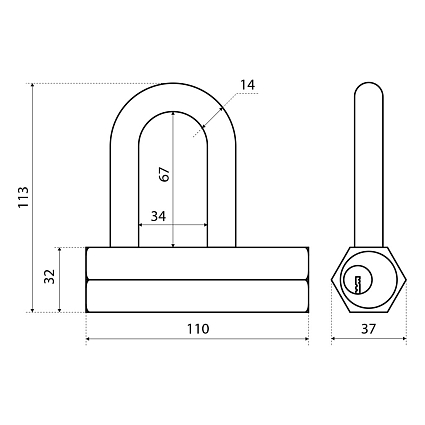 БУЛАТ ВС6-Р110-01МХ (ВС1С-110Д) d14 мм 5 перф. кл. Замок навесной   от интернет площадки Гурумарт